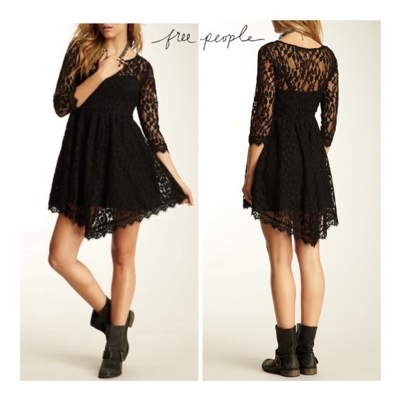 Free People Dresses & Skirts - Free People Black Floral Lace Dress Size 2 - New with tags